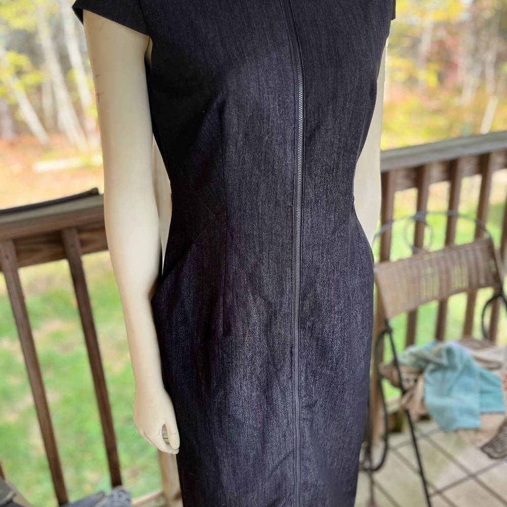 Calvin Klein Deep Blue Denim Zip Up Midi Dress